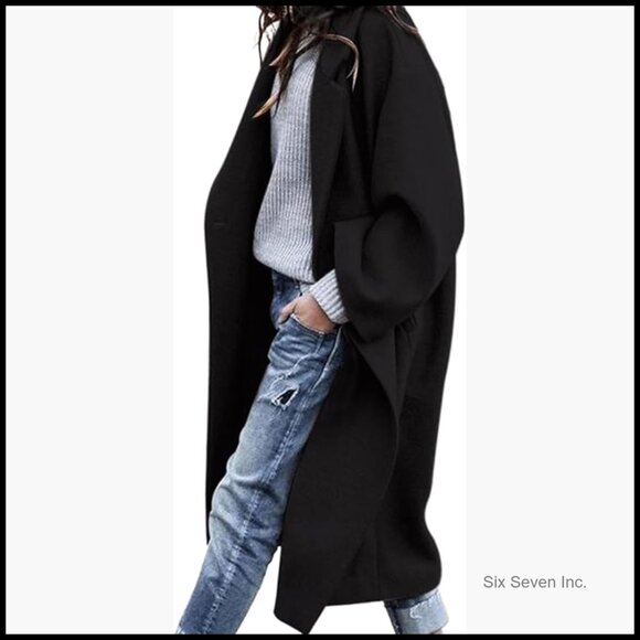 Long Sleeve Notch Lapel Button Jacket Oversized Casual Coat
